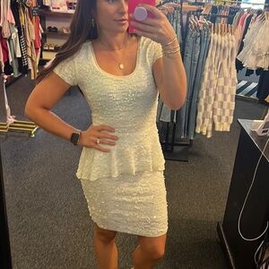 BCBGMAXAZRIA White Sequin Dress
